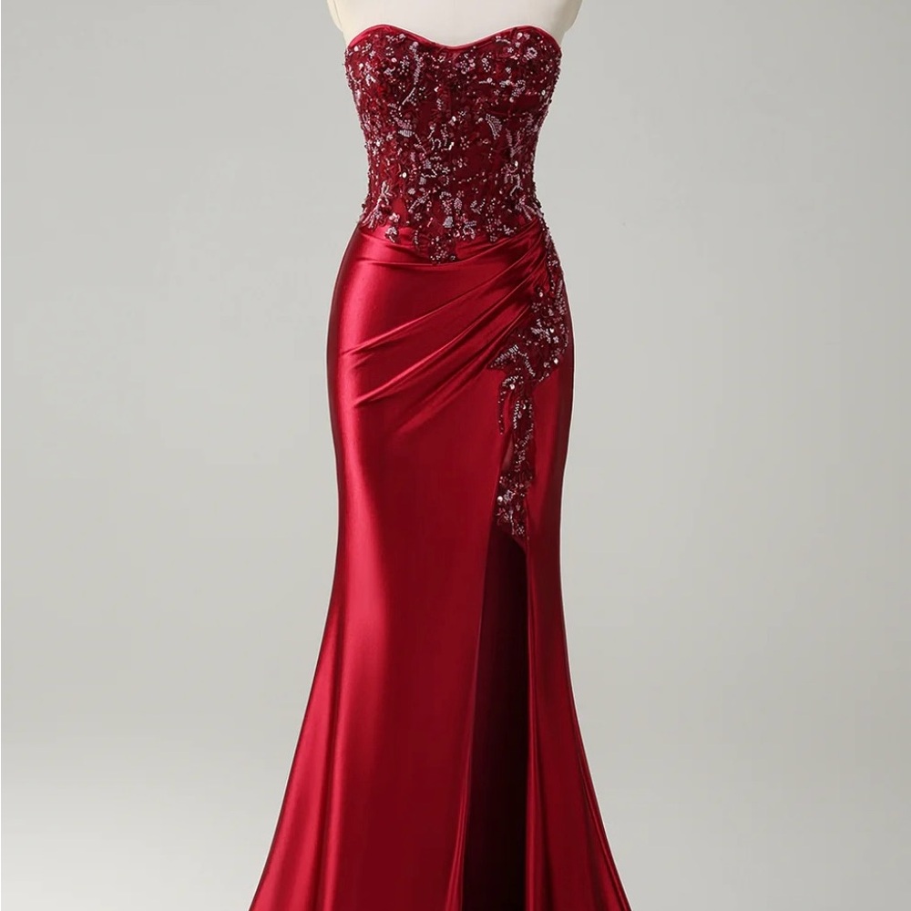 Glamorous Strapless Red Sequin Dress